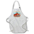 Apron - Image of Funny Retro Couple On Farm With Turkey And Red Barn lens Art by Florene - Thanksgiving With Text