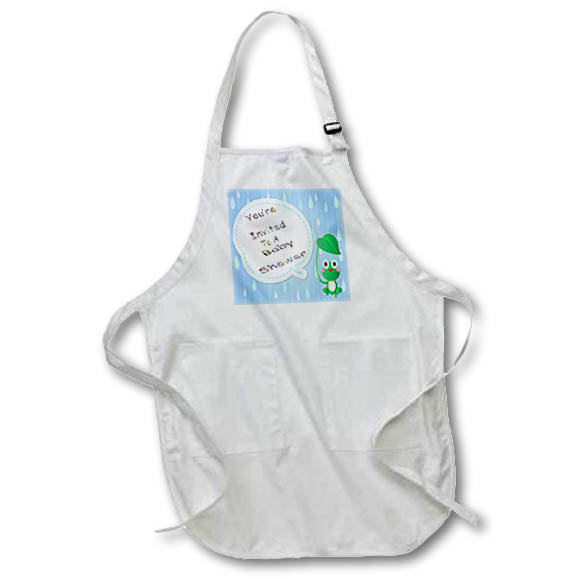 Apron - Image of Rainbow Youre invited To Baby Shower With Frog Raindrops lens Art by Florene - Baby Shower