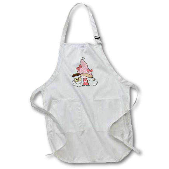 Apron - Girl Gnome Coffee Lover Wearing Pink, 3dramm AmansMall Mythical Creatures – Gnomes