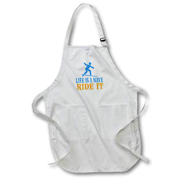 Apron - Image of Words Life Is A Wave Ride It with Surfer Symbol – Inspirational Sayings