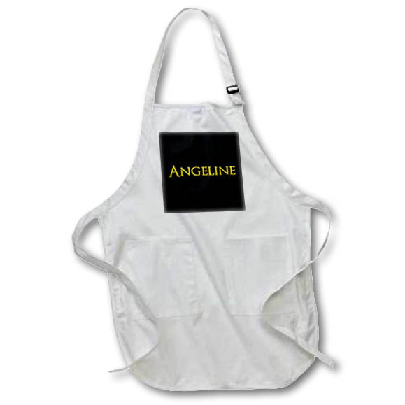Apron - Angeline common well known female name in the USA. Yellow on black Alexis Design - Popular Female Names in USA