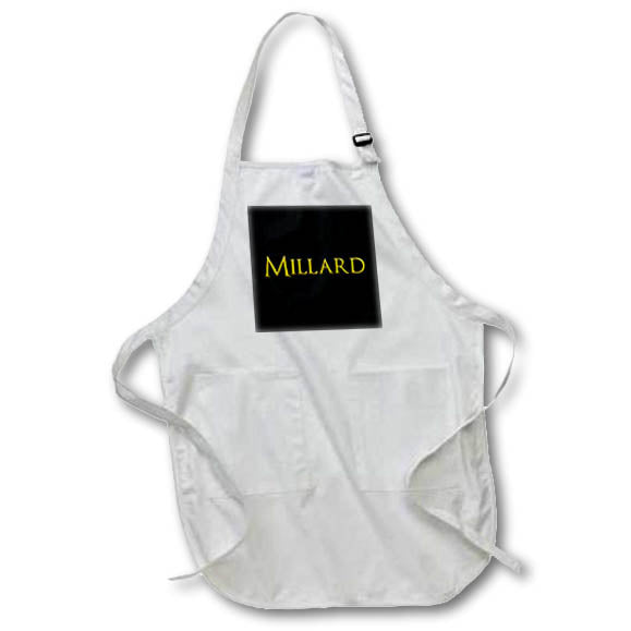 Apron - Millard common boy name in the USA. Yellow on black talisman Alexis Design - Popular Male Names in USA