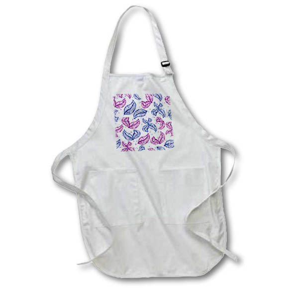 Apron - Pattern or purple, blue leaves against the soft pink background Alexis Design - Pattern Floral