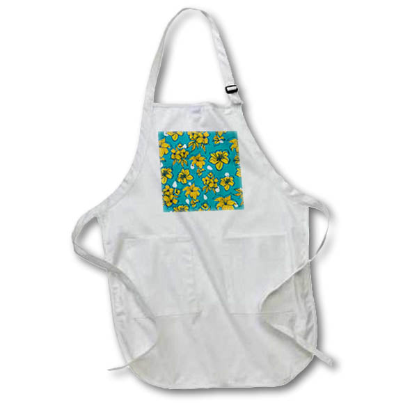 Apron - Floral pattern of yellow flowers against the green background Alexis Design - Pattern Floral