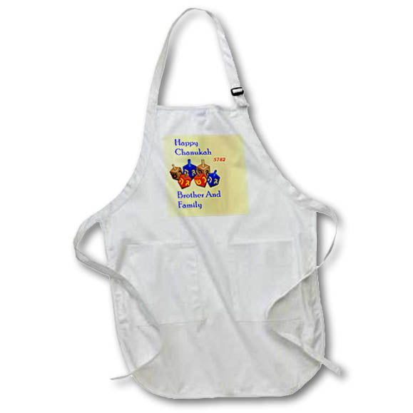 Apron - Image of Happy Chanukah Brother And Family With Blue Dreidels lens Art by Florene - Chanukah 2021 Or 5782