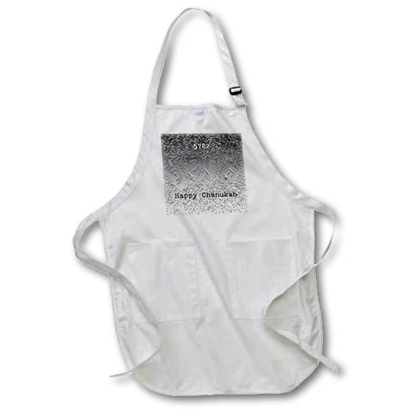 Apron - Image of Silver Embossed Dreidels With Happy Chanukah In Black lens Art by Florene - Chanukah 2021 Or 5782