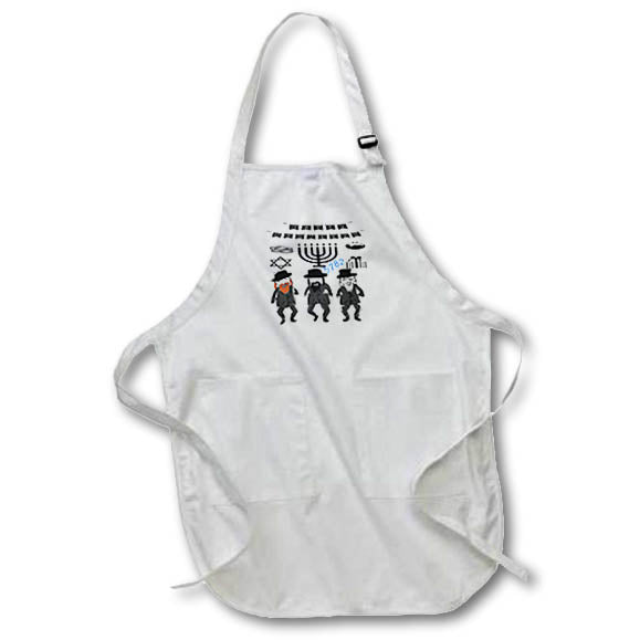Apron - Image of Black And White Dancing Rabbis With Happy Chanukah Year lens Art by Florene - Chanukah 2021 Or 5782
