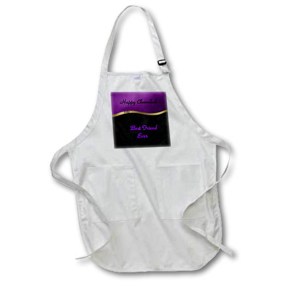 Apron - Image of Smooth Elegant Black Purple Best Friend Ever Happy Chanukah lens Art by Florene - Chanukah 2021 Or 5782