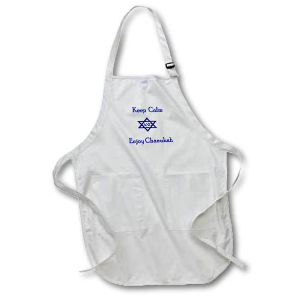 Apron - Image of Words Keep Calm And Enjoy Chanukah In Blue With Star lens Art by Florene - Chanukah 2021 Or 5782