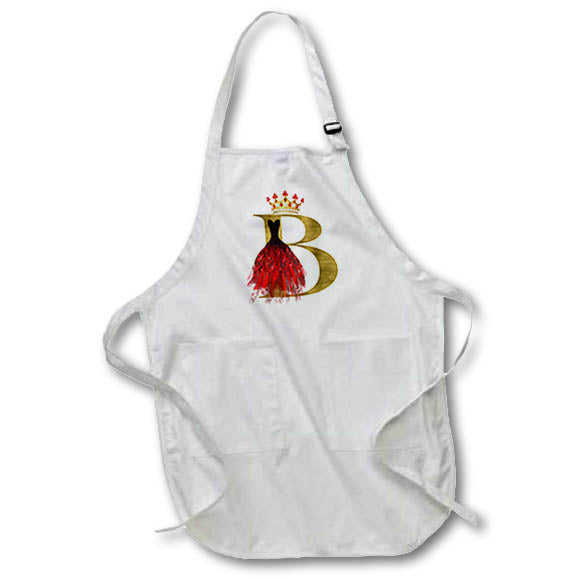 Apron - Red Gown Image Of Jewels Crown Image Of Gold Monogram B Monograms
