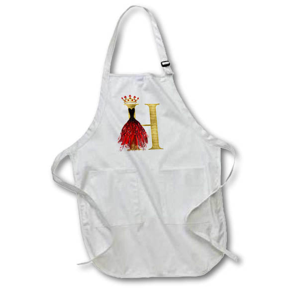 Apron - Red Gown Image Of Jewels Crown Image Of Gold Monogram H Monograms