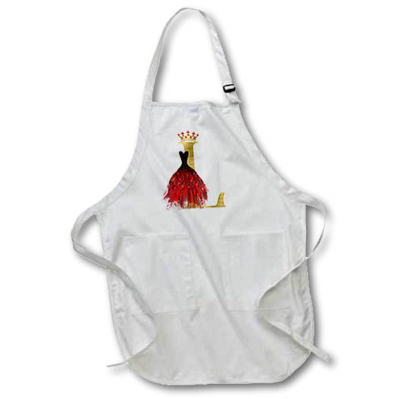Apron - Red Gown Image Of Jewels Crown Image Of Gold Monogram L Monograms