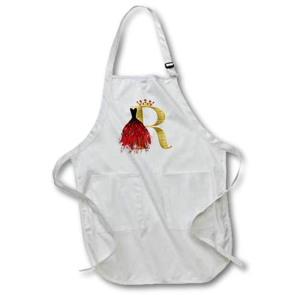 Apron - Red Gown Image Of Jewels Crown Image Of Gold Monogram Q Monograms