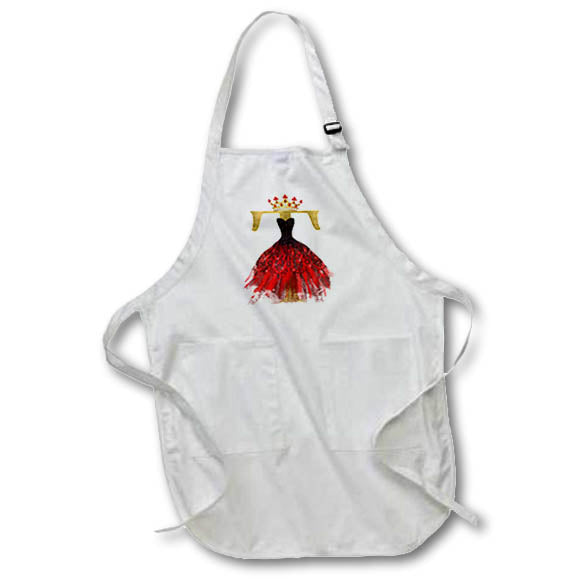 Apron - Red Gown Image Of Jewels Crown Image Of Gold Monogram S Monograms