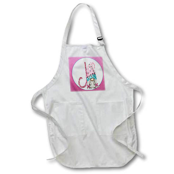 Apron - Cute Pink Ice Cream Gnome Pink Image Of Glitter Monogram J Monograms