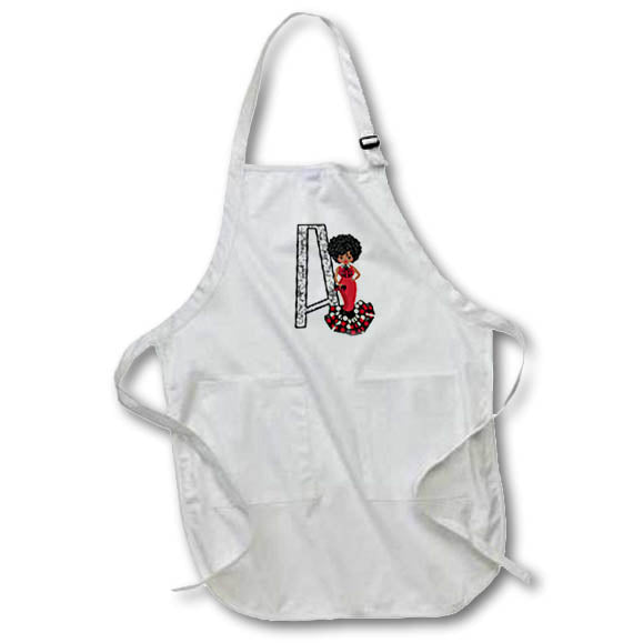 Apron - Glamour Black Girl Image Of Diamonds Monogram A Monograms