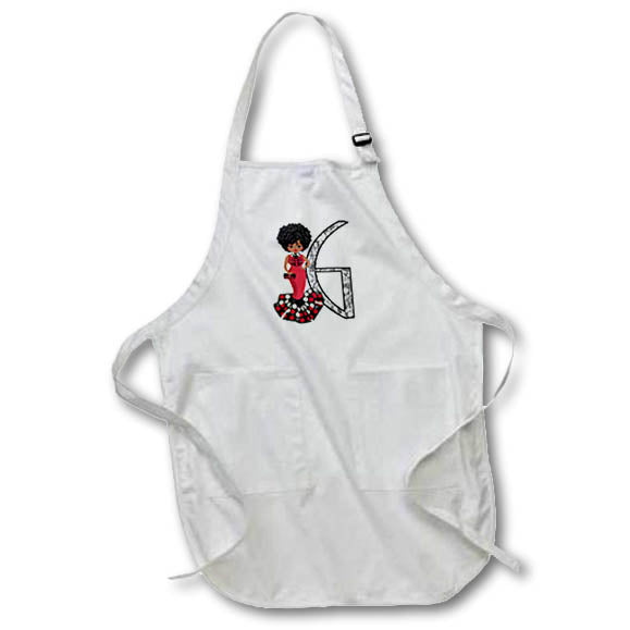 Apron - Glamour Black Girl Image Of Diamonds Monogram G Monograms