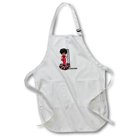 Apron - Glamour Black Girl Image Of Diamonds Monogram L Monograms