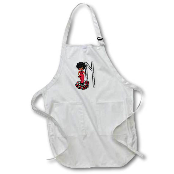 Apron - Glamour Black Girl Image Of Diamonds Monogram N Monograms