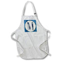Apron - Monogram M Blue Image Of Watercolor Image Of Gold Leaves Monograms