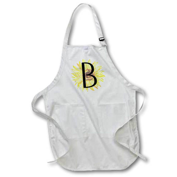 Apron - Monogram B Pretty Image Of Watercolor Sunflower Monograms