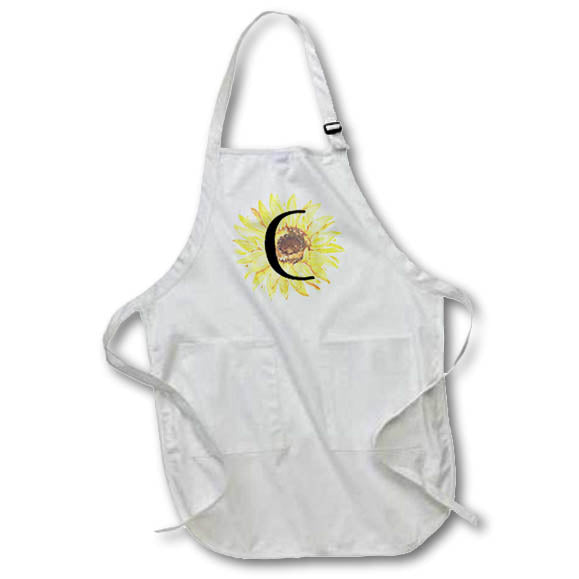 Apron - Monogram C Pretty Image Of Watercolor Sunflower Monograms