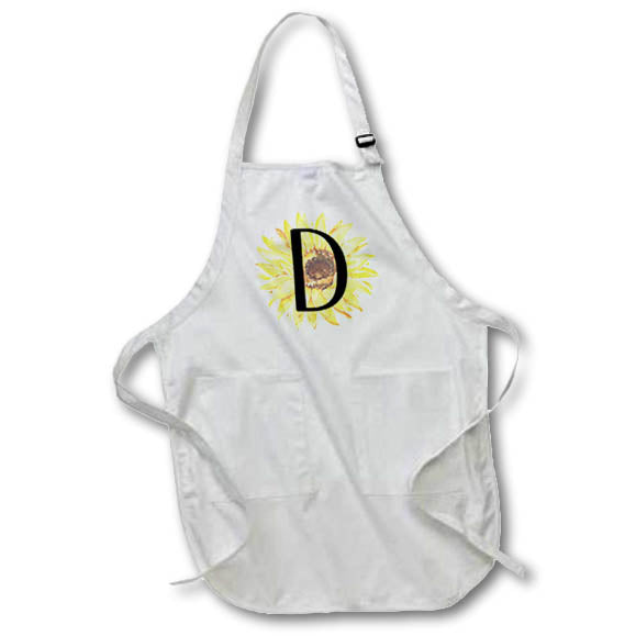 Apron - Monogram D Pretty Image Of Watercolor Sunflower Monograms