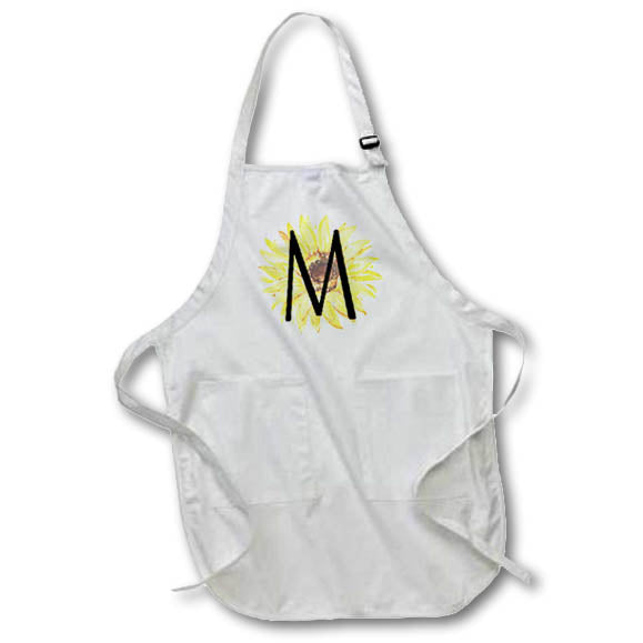 Apron - Monogram M Pretty Image Of Watercolor Sunflower Monograms