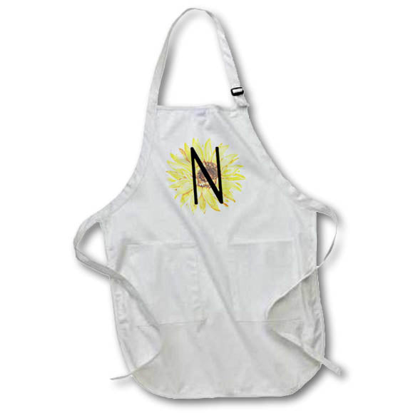 Apron - Monogram N Pretty Image Of Watercolor Sunflower Monograms
