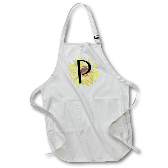 Apron - Monogram P Pretty Image Of Watercolor Sunflower Monograms