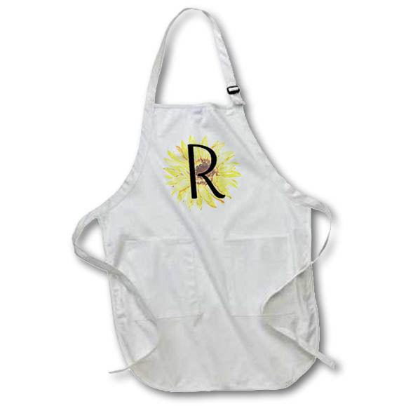 Apron - Monogram R Pretty Image Of Watercolor Sunflower Monograms