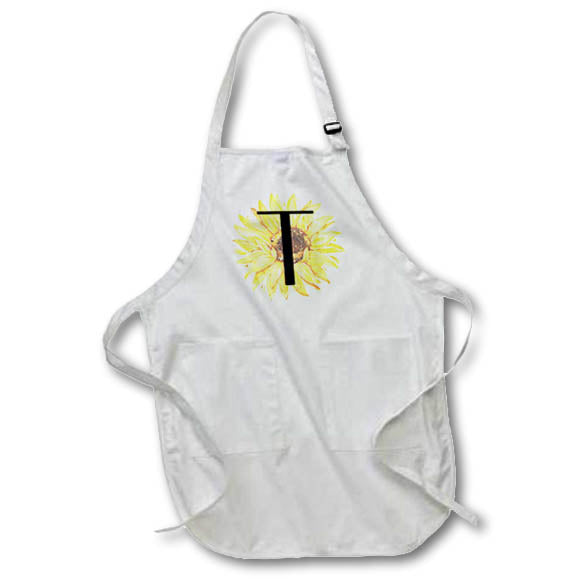 Apron - Monogram T Pretty Image Of Watercolor Sunflower Monograms