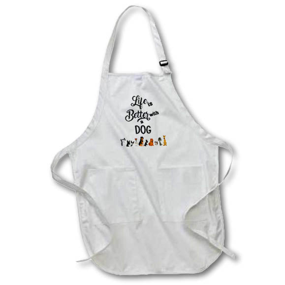 Apron - Funny Cute Life is Better with a Dog Cartoon Rescue Dogs Pets Sports and Hobbies
