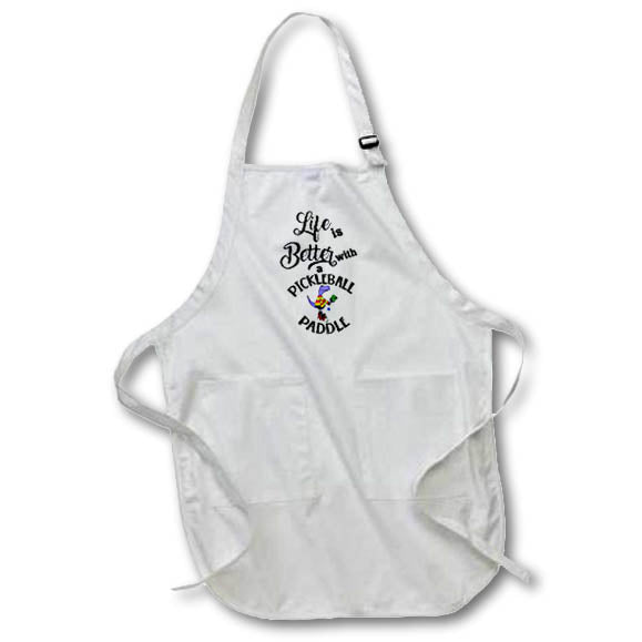 Apron - Funny Cute Life is Better with Pickleball Paddle T-rex Player Sports Sports and Hobbies