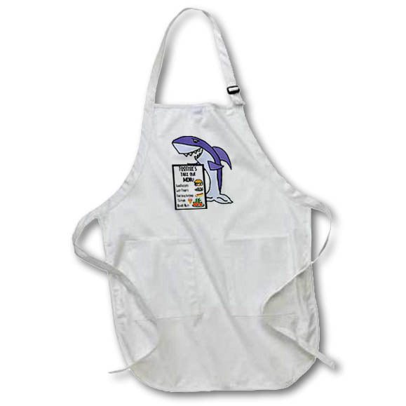 Apron - Funny Beach Shark Toothie Take out Menu puns lady fingers handburgers Funny