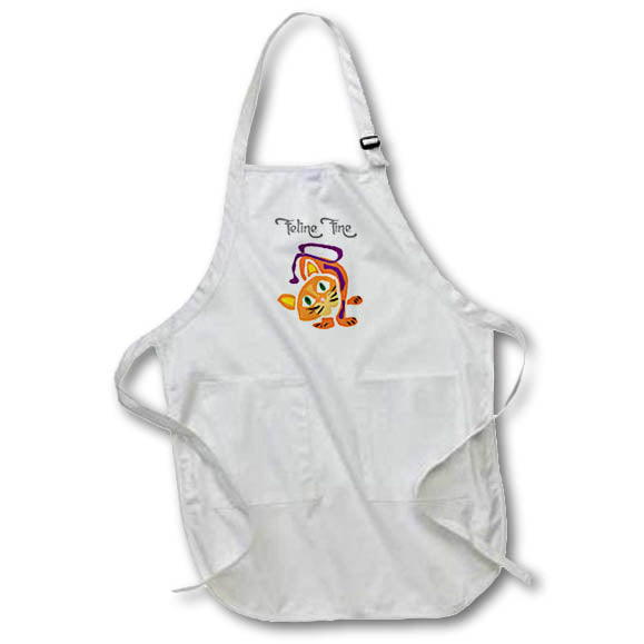 Apron - Funny Feline Fine Orange Kitty Cat Pop Art Cat Lovers Pun Funny