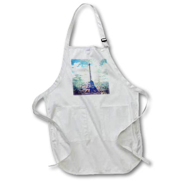 Apron - Grunge style graphic design featuring the Eiffel Tower in Paris, France. Designs - Cities And Structures