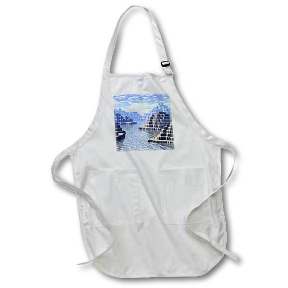 Apron - Fantasy landscape digital artwork of mysterious mountains and river. Designs - Science Fiction
