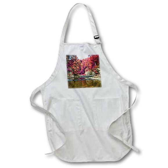 Apron - Infrared photography of trees in gorge with river and geological cliffs. Designs - Nature