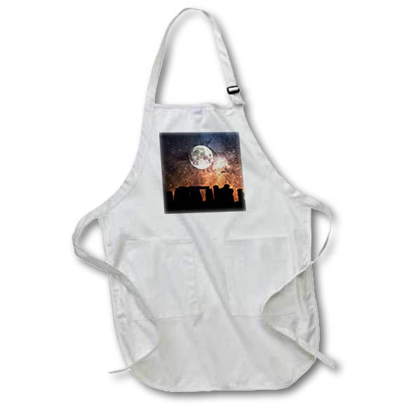 Apron - Stars in space as background for silhouette of Stonehenge structure. Designs - Cities And Structures