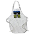 Apron - Fun face and silhouette of city skyline, with blue and green graphics. Designs - Cities And Structures