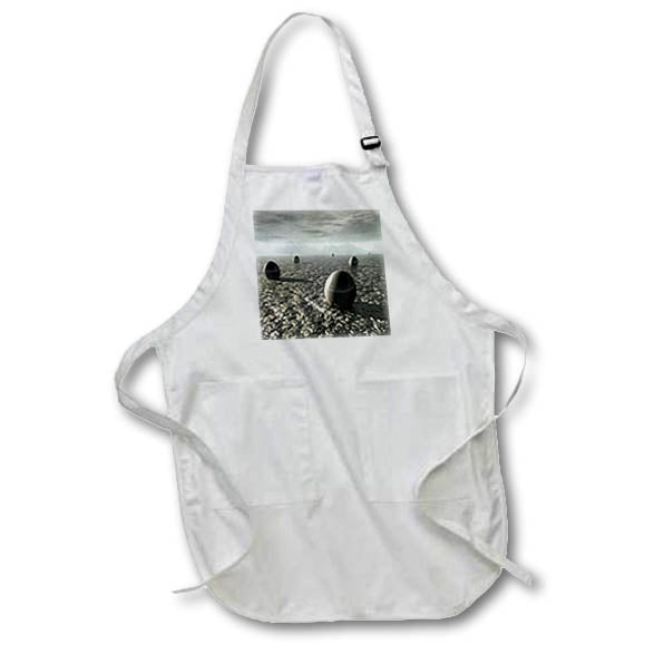 Apron - Alien landscape with mountains and field of mysterious large eggs. Designs - Surreal