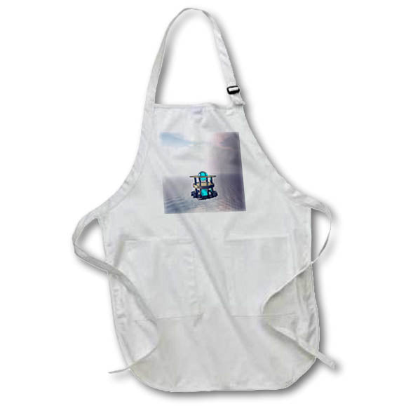 Apron - Mysterious structure at sea featuring a glowing blue glass sphere. Designs - Cities And Structures