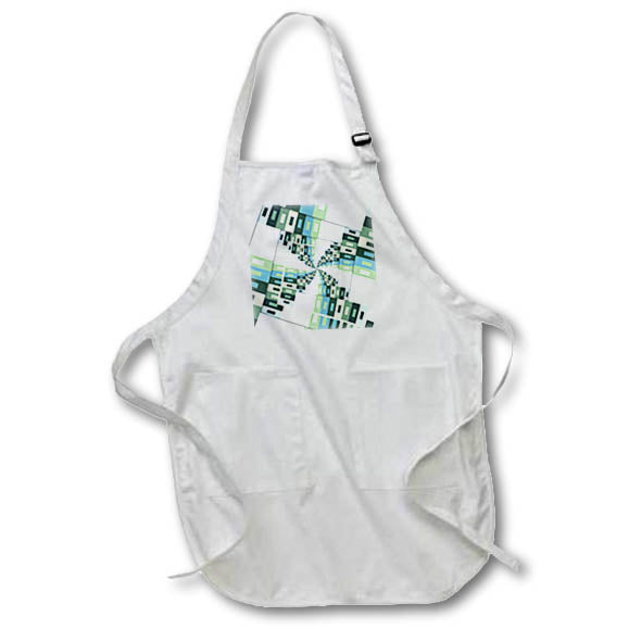 Apron - Shades of blue and green in geometric graphic design which rotates. Designs - Graphic Design