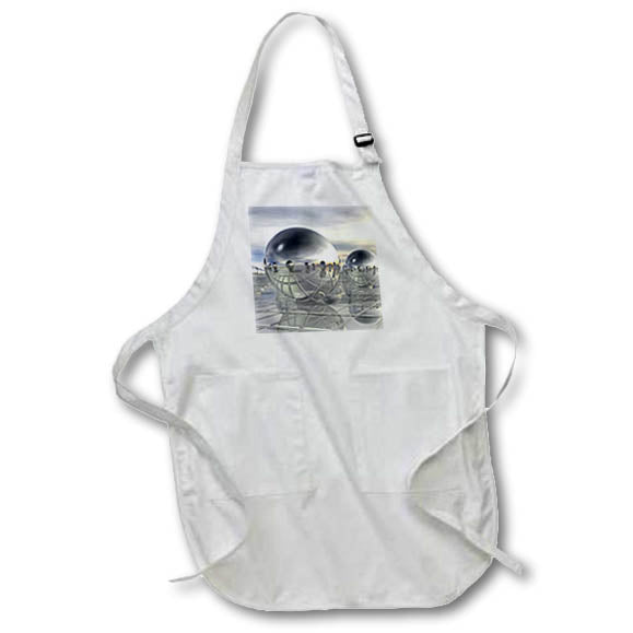 Apron - Many geometric silver spheres on metal surface with reflections. Designs - Surreal