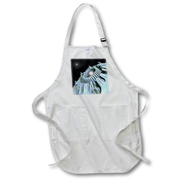 Apron - Imaginary spacecraft among stars traveling toward a distant sun. Designs - Science Fiction