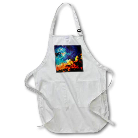 Apron - Colorful digital rendition of freehand drawn sunset clouds in a blue sky. Designs - Abstract