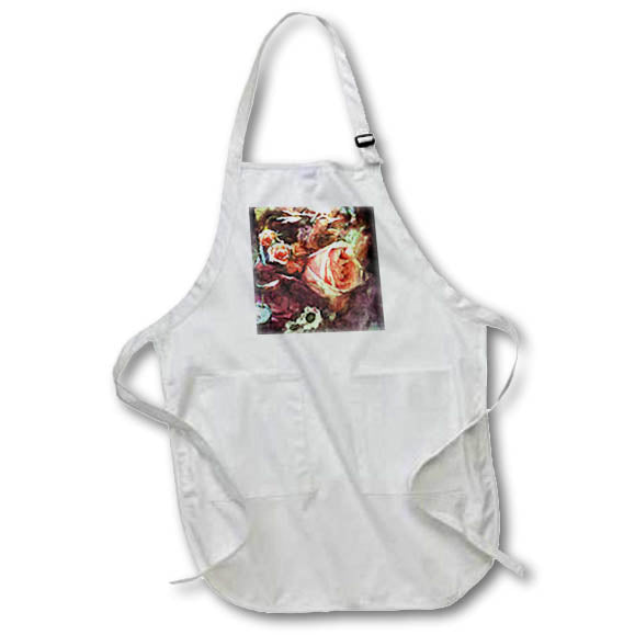 Apron - Digital artwork rendition with texture of a garden of lovely pink roses. Designs - Nature
