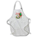Apron - Image of Country White Planks With Curled Up Cat And Polka Dot Gift lens Art by Florene - Christmas