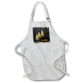 Apron - Image of Shiny Gold Merry Christmas Text With Three Gold Xmas Trees lens Art by Florene - Christmas